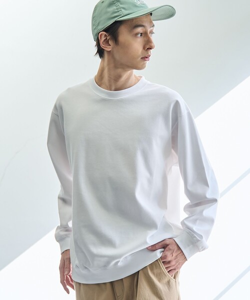 coen（コーエン）の「クリーンプラスリブロングスリーブTシャツ【抗菌防臭、防汚（食品汚れ）、UVカット 】（Tシャツ/カットソー・メンズ・ホワイト/ライトグレー/ブラック/ピンク・S/M/L/XL）」の2枚目の写真