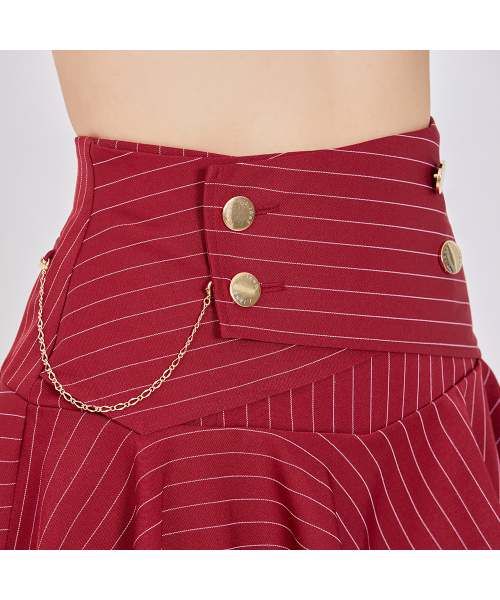 J.JANE（ジェイジェーン）の「ダブルボタンストライプキュロットパンツ（ワイン）（スカート・レディース・その他・S/M/XS）」の4枚目の写真