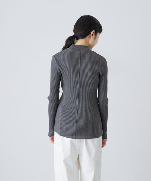 かぐれ（カグレ）の「ヤクコットンハイネックカットソー（Tシャツ/カットソー・レディース・ナチュラル/チャコールグレー・FREE）」の9枚目の写真