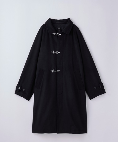 SLICK（スリック）の「【ZOZO限定】 SLICK/スリック Wool Mossa Fireman Balmacaan Coat/ウールモッサ メルトンファイヤーマン バルマカーンコート（ステンカラーコート・メンズ・スミクロ/ブラック・1/2）」の3枚目の写真