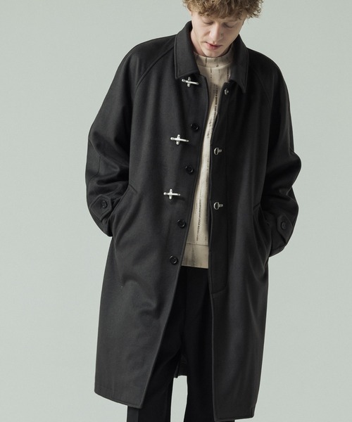 SLICK（スリック）の「【ZOZO限定】 SLICK/スリック Wool Mossa Fireman Balmacaan Coat/ウールモッサ メルトンファイヤーマン バルマカーンコート（ステンカラーコート・メンズ・スミクロ/ブラック・1/2）」の6枚目の写真