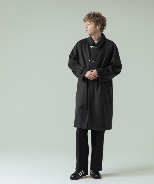 SLICK（スリック）の「【ZOZO限定】 SLICK/スリック Wool Mossa Fireman Balmacaan Coat/ウールモッサ メルトンファイヤーマン バルマカーンコート（ステンカラーコート・メンズ・スミクロ/ブラック・1/2）」の11枚目の写真
