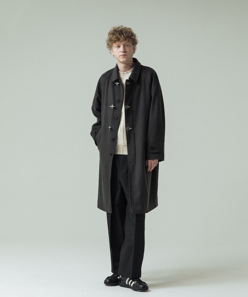 SLICK（スリック）の「【ZOZO限定】 SLICK/スリック Wool Mossa Fireman Balmacaan Coat/ウールモッサ メルトンファイヤーマン バルマカーンコート（ステンカラーコート・メンズ・スミクロ/ブラック・1/2）」の17枚目の写真