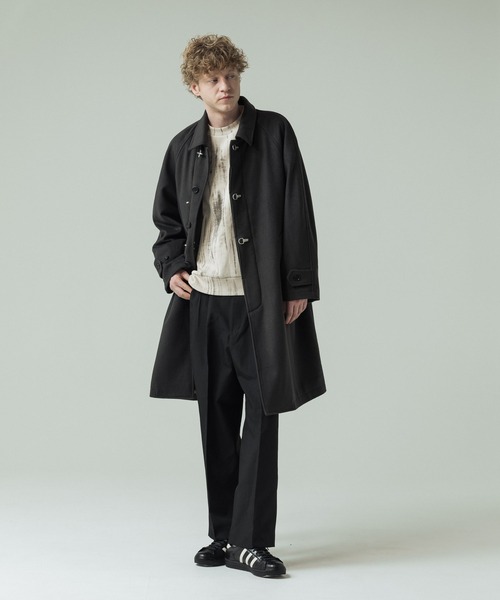 SLICK（スリック）の「【ZOZO限定】 SLICK/スリック Wool Mossa Fireman Balmacaan Coat/ウールモッサ メルトンファイヤーマン バルマカーンコート（ステンカラーコート・メンズ・スミクロ/ブラック・1/2）」の18枚目の写真