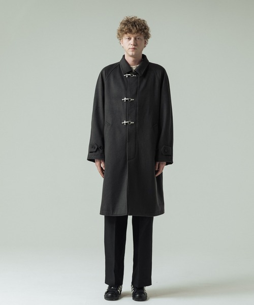 SLICK（スリック）の「【ZOZO限定】 SLICK/スリック Wool Mossa Fireman Balmacaan Coat/ウールモッサ メルトンファイヤーマン バルマカーンコート（ステンカラーコート・メンズ・スミクロ/ブラック・1/2）」の19枚目の写真