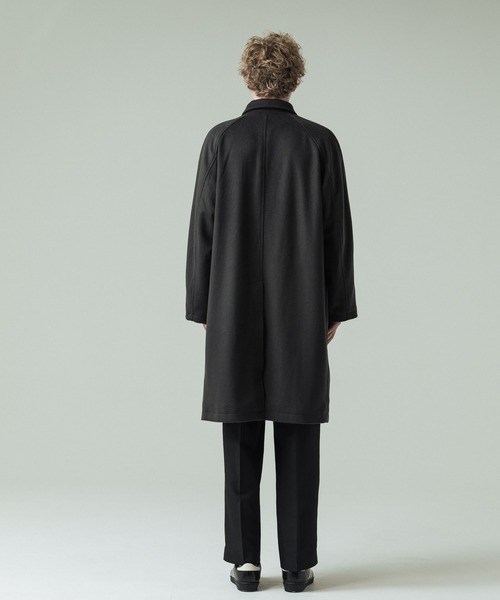 SLICK（スリック）の「【ZOZO限定】 SLICK/スリック Wool Mossa Fireman Balmacaan Coat/ウールモッサ メルトンファイヤーマン バルマカーンコート（ステンカラーコート・メンズ・スミクロ/ブラック・1/2）」の21枚目の写真