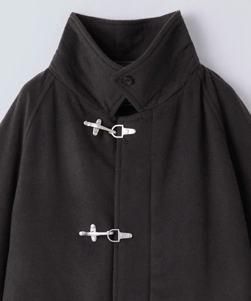 SLICK（スリック）の「【ZOZO限定】 SLICK/スリック Wool Mossa Fireman Balmacaan Coat/ウールモッサ メルトンファイヤーマン バルマカーンコート（ステンカラーコート・メンズ・スミクロ/ブラック・1/2）」の22枚目の写真