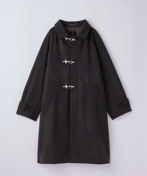 SLICK（スリック）の「【ZOZO限定】 SLICK/スリック Wool Mossa Fireman Balmacaan Coat/ウールモッサ メルトンファイヤーマン バルマカーンコート（ステンカラーコート・メンズ・スミクロ/ブラック・1/2）」の4枚目の写真