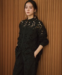 ELFRANK（エルフランク）の「【2026SS】セットアップ対応 ケミカルレース スタンドネック ブラウス 長袖《着用動画あり》（シャツ/ブラウス）」