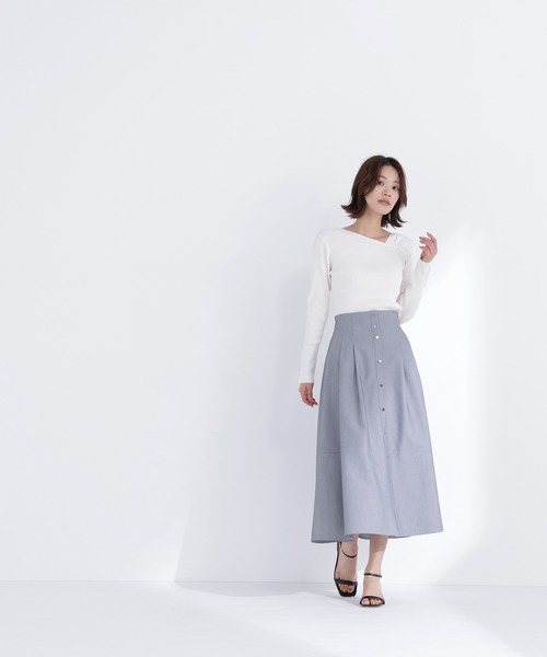 NATURAL BEAUTY BASIC(ナチュラルビューティーベーシック)の「◇フロントボタンフレアスカート(スカート・レディース・グレー/ベージュ/イエロー・MEDIUM/P/S)」の8枚目の写真