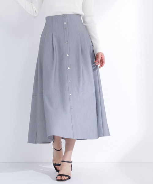 NATURAL BEAUTY BASIC(ナチュラルビューティーベーシック)の「◇フロントボタンフレアスカート(スカート・レディース・グレー/ベージュ/イエロー・MEDIUM/P/S)」の9枚目の写真