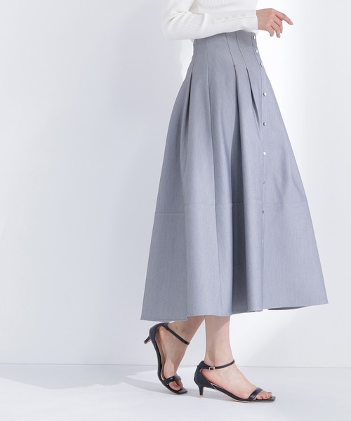 NATURAL BEAUTY BASIC(ナチュラルビューティーベーシック)の「◇フロントボタンフレアスカート(スカート・レディース・グレー/ベージュ/イエロー・MEDIUM/P/S)」の10枚目の写真