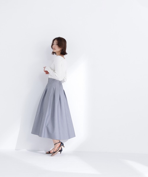 NATURAL BEAUTY BASIC(ナチュラルビューティーベーシック)の「◇フロントボタンフレアスカート(スカート・レディース・グレー/ベージュ/イエロー・MEDIUM/P/S)」の6枚目の写真