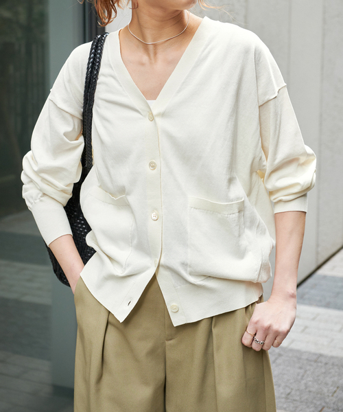 Spick & Span（スピックアンドスパン）の「《追加》コットンハイゲージカーディガン（カーディガン/ボレロ・レディース・ピンク系その他/ホワイト/ネイビー・FREE）」の13枚目の写真