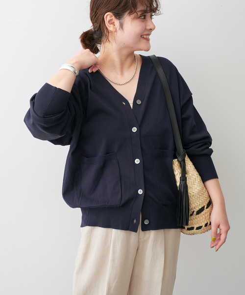 Spick & Span（スピックアンドスパン）の「《追加》コットンハイゲージカーディガン（カーディガン/ボレロ・レディース・ピンク系その他/ホワイト/ネイビー・FREE）」の18枚目の写真