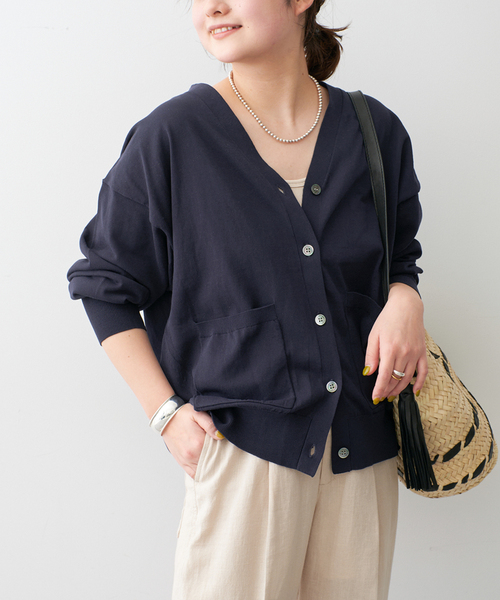 Spick & Span（スピックアンドスパン）の「《追加》コットンハイゲージカーディガン（カーディガン/ボレロ・レディース・ピンク系その他/ホワイト/ネイビー・FREE）」の19枚目の写真