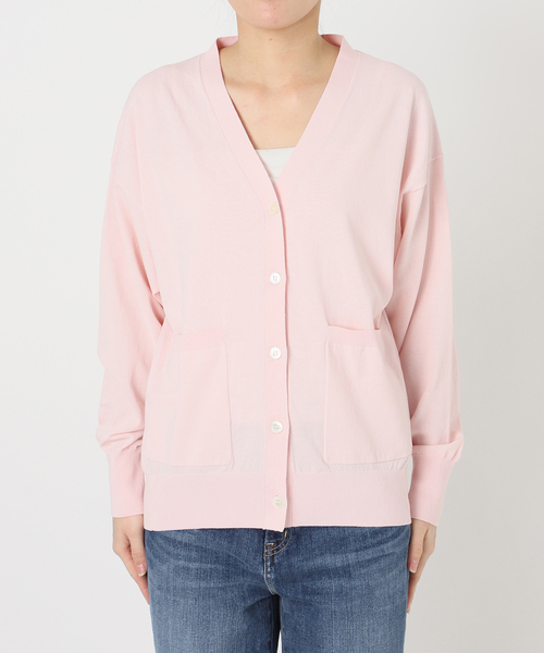 Spick & Span（スピックアンドスパン）の「《追加》コットンハイゲージカーディガン（カーディガン/ボレロ・レディース・ピンク系その他/ホワイト/ネイビー・FREE）」の5枚目の写真