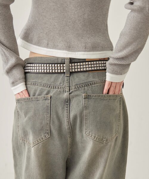 WHO'S WHO gallery（フーズフーギャラリー）の「スクエアスタッズベルト（ベルト・レディース・ブラック/ブラウン・FREE）」の4枚目の写真