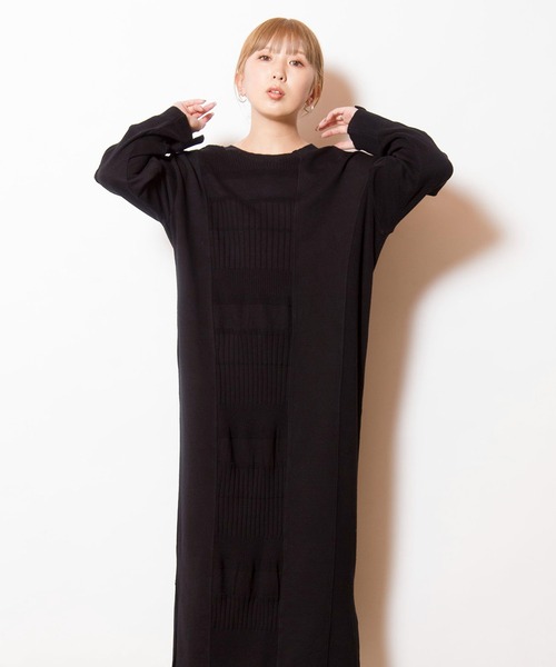 OSMOSIS(オズモーシス)の「2WAY切替RIBニットワンピース(ワンピース・レディース・ブラック/ライトベージュ/グレー・ONE SIZE)」の1枚目の写真
