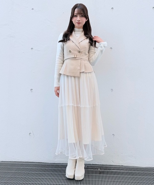 NOMAE（ノーマエ）の「テーラードジレドッキングワンピース（ワンピース・レディース・ベージュ/ピンク/グレー・FREE）」の3枚目の写真