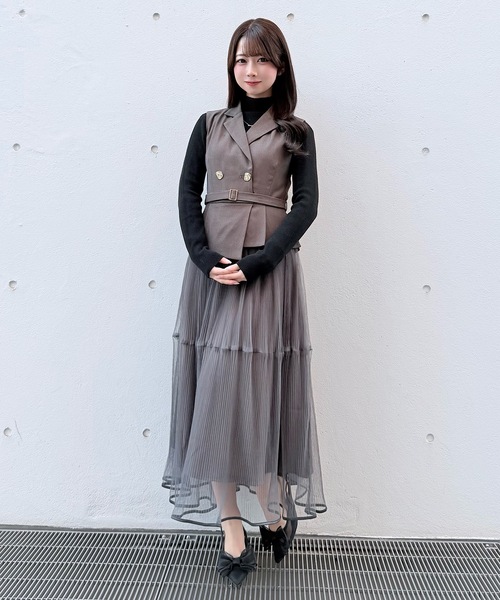 NOMAE（ノーマエ）の「テーラードジレドッキングワンピース（ワンピース・レディース・ベージュ/ピンク/グレー・FREE）」の2枚目の写真