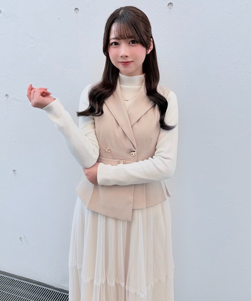 NOMAE（ノーマエ）の「テーラードジレドッキングワンピース（ワンピース・レディース・ベージュ/ピンク/グレー・FREE）」の4枚目の写真