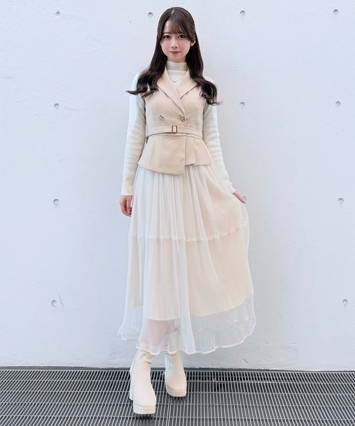 NOMAE（ノーマエ）の「テーラードジレドッキングワンピース（ワンピース・レディース・ベージュ/ピンク/グレー・FREE）」の5枚目の写真