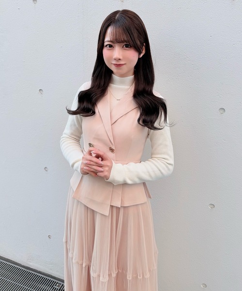 NOMAE（ノーマエ）の「テーラードジレドッキングワンピース（ワンピース・レディース・ベージュ/ピンク/グレー・FREE）」の6枚目の写真