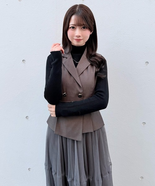 NOMAE（ノーマエ）の「テーラードジレドッキングワンピース（ワンピース・レディース・ベージュ/ピンク/グレー・FREE）」の9枚目の写真