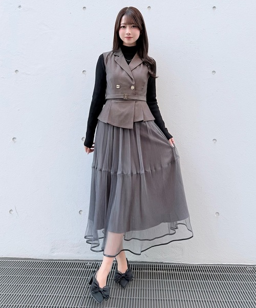 NOMAE（ノーマエ）の「テーラードジレドッキングワンピース（ワンピース・レディース・ベージュ/ピンク/グレー・FREE）」の11枚目の写真