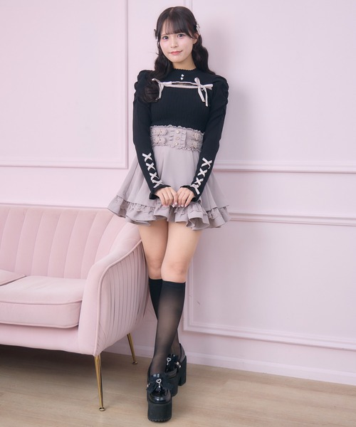 ROJITA（ロジータ）の「2段フレアスカート（スカート・レディース・ピンク/マルチ/ブラック・FREE）」の5枚目の写真