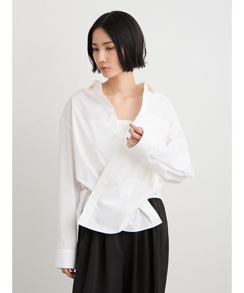 MIESROHE(ミースロエ)の「【洗える】ベーシック2WAYシャツ(シャツ/ブラウス・レディース・チェック/ホワイト/ミント・F)」の4枚目の写真