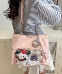 VIBGYOR（ヴィブジョー）の「oshipic/推し活 ぬい 缶バッジ収納 クリアポケット付き 見せる推し活 トートバッグ S0035（収納グッズ）」