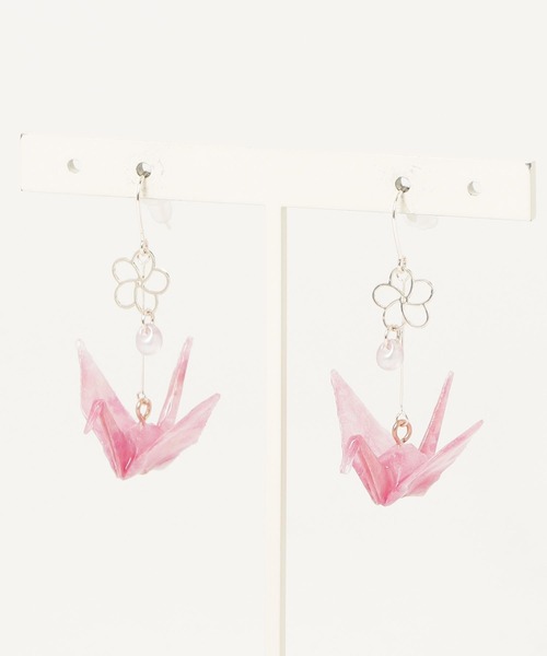 gargle(ガーグル)の「gargle ガーグル:SAKURAシリーズ サクラつる 桜 さくら 折鶴 折り紙 ピアス(ピアス(両耳用)・レディース・ピンク・FREE)」の7枚目の写真