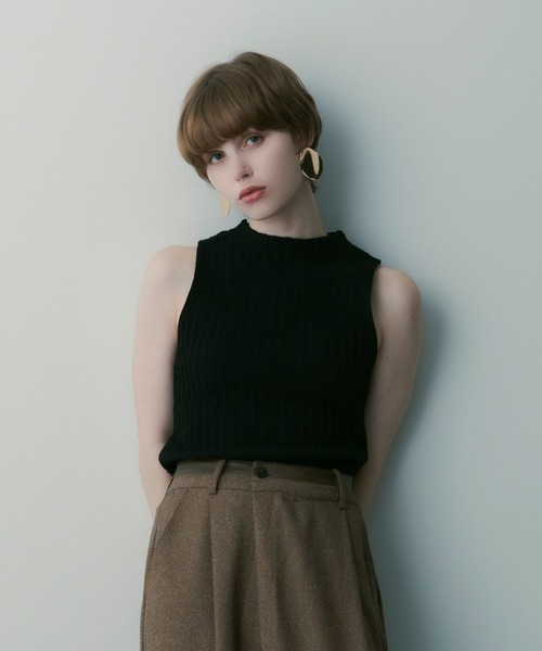 SERENO(セレーノ)の「ジップデザイン ニットトップス(ニット/セーター・レディース・ブラック/トップグレー・S)」の2枚目の写真