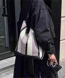 Ritzy（リッツィー）の「大容量 ストライプ柄 シングルハンドル トートバッグ（トートバッグ）」