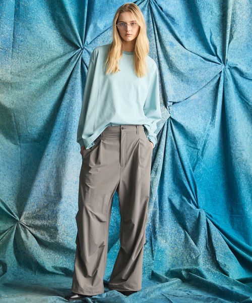 MAISON SPECIAL（メゾンスペシャル）の「《UNISEX》【PERTEX】One-tuck Prime-Wide Relaxing Pants/【パーテックス】ワンタックプライムワイドリラックスパンツ【MAISON SPECIAL/メゾンスペシャル】■セットアップ対応■（スラックス・メンズ・ブラック/グレー/チャコールグレー・0/1/2）」の8枚目の写真