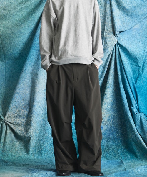 MAISON SPECIAL（メゾンスペシャル）の「《UNISEX》【PERTEX】One-tuck Prime-Wide Relaxing Pants/【パーテックス】ワンタックプライムワイドリラックスパンツ【MAISON SPECIAL/メゾンスペシャル】■セットアップ対応■（スラックス・メンズ・ブラック/グレー/チャコールグレー・0/1/2）」の12枚目の写真