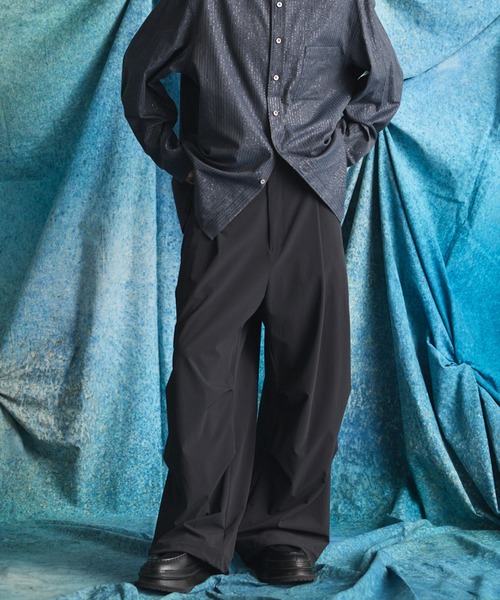 MAISON SPECIAL（メゾンスペシャル）の「《UNISEX》【PERTEX】One-tuck Prime-Wide Relaxing Pants/【パーテックス】ワンタックプライムワイドリラックスパンツ【MAISON SPECIAL/メゾンスペシャル】■セットアップ対応■（スラックス・メンズ・ブラック/グレー/チャコールグレー・0/1/2）」の9枚目の写真