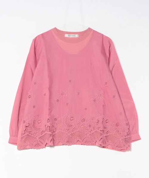 SUPER HAKKA(スーパーハッカ)の「レーヨンポリエステルローンカットワーク刺繍+天竺カットソー(Tシャツ/カットソー・レディース・ピンク/オフホワイト/ブラック・FREE)」の5枚目の写真