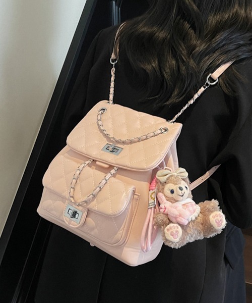 ONEP STAR(ワンピスター)の「キルティング×チェーンデザインリュック(バックパック/リュック・レディース・ブラック/ピンク/シルバー/ブルー/オフホワイト/イエロー・FREE)」の13枚目の写真