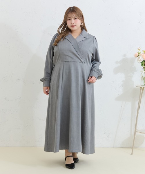 Louiosy(ルオシー)の「【Louiosy】【大きいサイズ】ベルト付きジャケット風ワンピース(ワンピース・レディース・グレー/ベージュ・4L/3L/X-LARGE)」の21枚目の写真