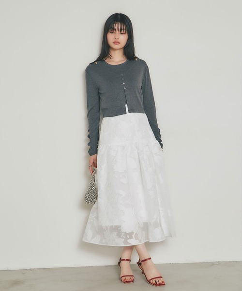 &. NOSTALGIA(アンドドットノスタルジア)の「ピコレースレイヤードカットソー(Tシャツ/カットソー・レディース・イエロー系/チャコールグレー・M)」の21枚目の写真
