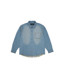 VINTAGE LETTER DENIM SHIRT [LIGHT INDIGO]