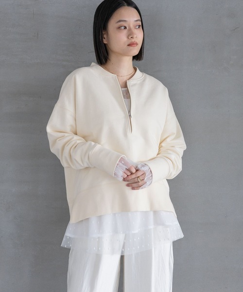 A part by(アパートバイ)の「【WEB/一部店舗限定】ハーフZIPスウェットプルオーバー(スウェット・レディース・チャコールグレー/アイボリー/グレー系その他4/ブラウン・FREE)」の18枚目の写真