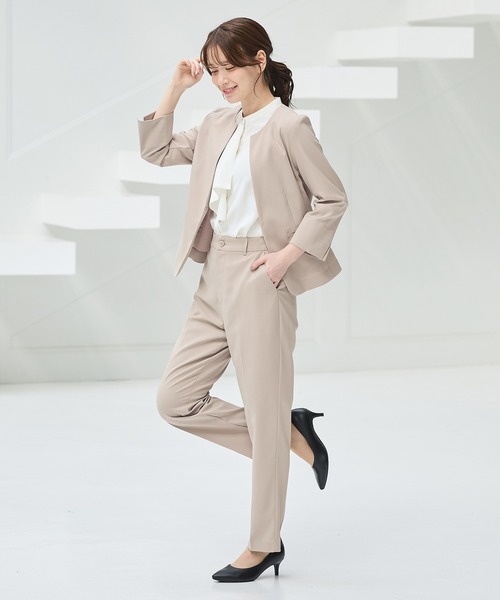 Honeys（ハニーズ）の「【ストレッチ・ウォッシャブル・イージーケア・接触冷感】センタープレスパンツ（股下６３ｃｍ）（スラックス・レディース・杢グレー/ライトグレー系/ネイビー/ブラック/ベージュ・M/L/LL/3L/S）」の18枚目の写真