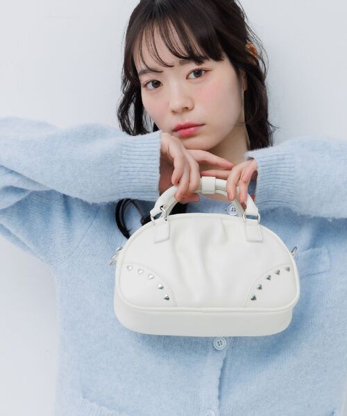 ems excite(エムズエキサイト)の「ハートスタッズミニバッグ(ショルダーバッグ・レディース・ピンク/ブラック/オフホワイト・ONE SIZE)」の1枚目の写真