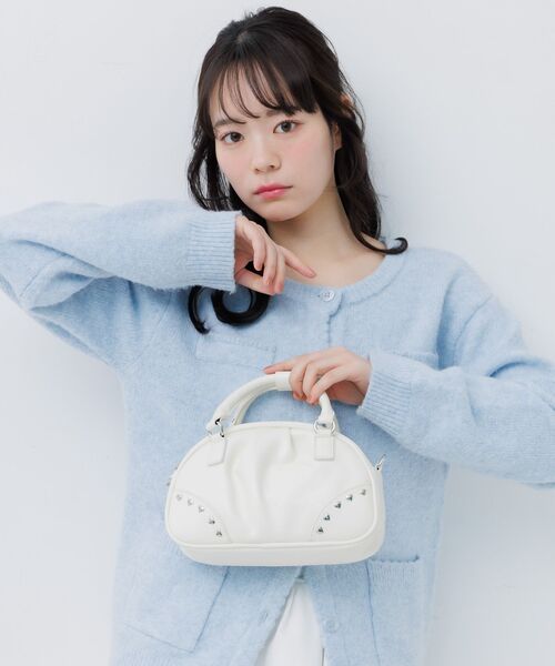 ems excite(エムズエキサイト)の「ハートスタッズミニバッグ(ショルダーバッグ・レディース・ピンク/ブラック/オフホワイト・ONE SIZE)」の6枚目の写真