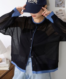 MONO-MART（モノマート）の「レイヤード風 サマーニットシアー長袖カーディガン＜UV60%カット/接触冷感/マシンウォッシャブル/抗ピリング＞（カーディガン/ボレロ）」