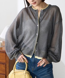 MONO-MART（モノマート）の「レイヤード風 サマーニットシアー長袖カーディガン＜UV60%カット/接触冷感/マシンウォッシャブル/抗ピリング＞（カーディガン/ボレロ）」